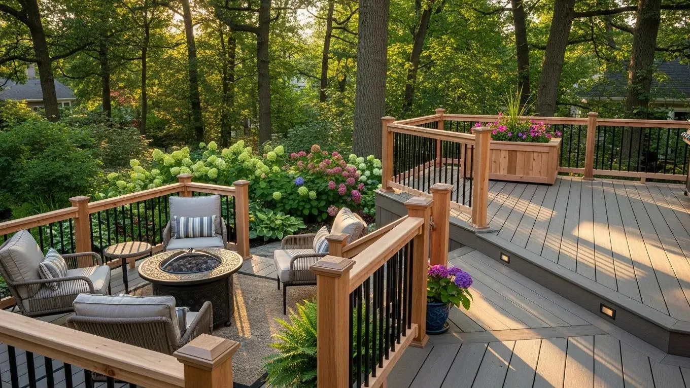 Wood deck builders Jacksonville using premium lumber for a natural backyard deck built for Florida weather